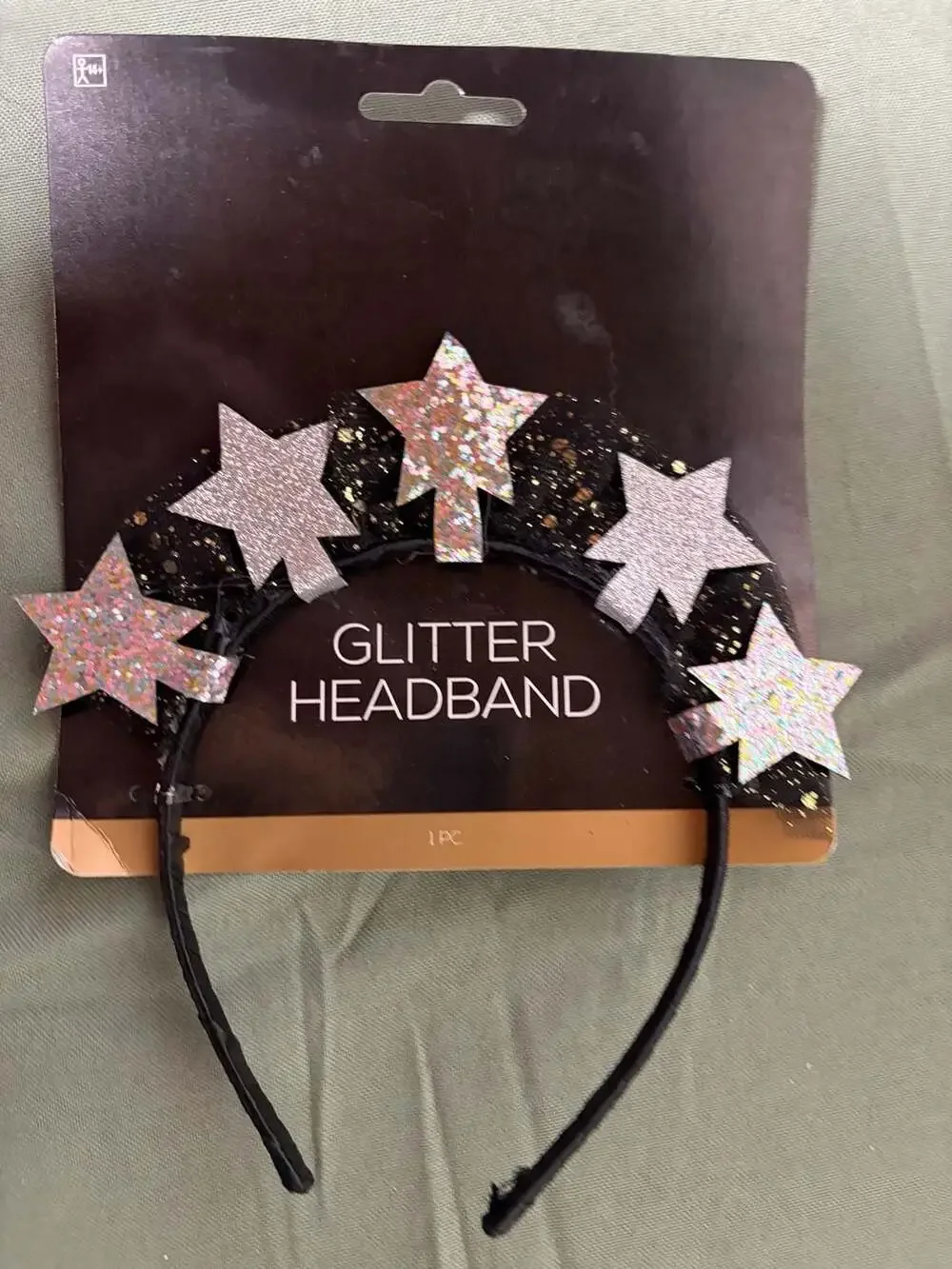 Glitter Headband with Silver Stars Hair Accessory